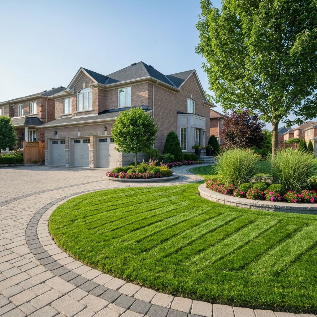 Beautiful landscaped front yard in the Greater Toronto Area